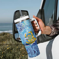 Tuvalu mo te Atua Tumbler With Handle Tuuvalu Dolphin Polynesian Pattern LT01 - Polynesian Pride