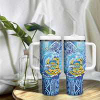 Tuvalu mo te Atua Tumbler With Handle Tuuvalu Dolphin Polynesian Pattern LT01 - Polynesian Pride