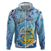 Tuvalu mo te Atua Zip Hoodie Tuvalu Dolphin Polynesian Pattern LT01 Zip Hoodie Blue - Polynesian Pride