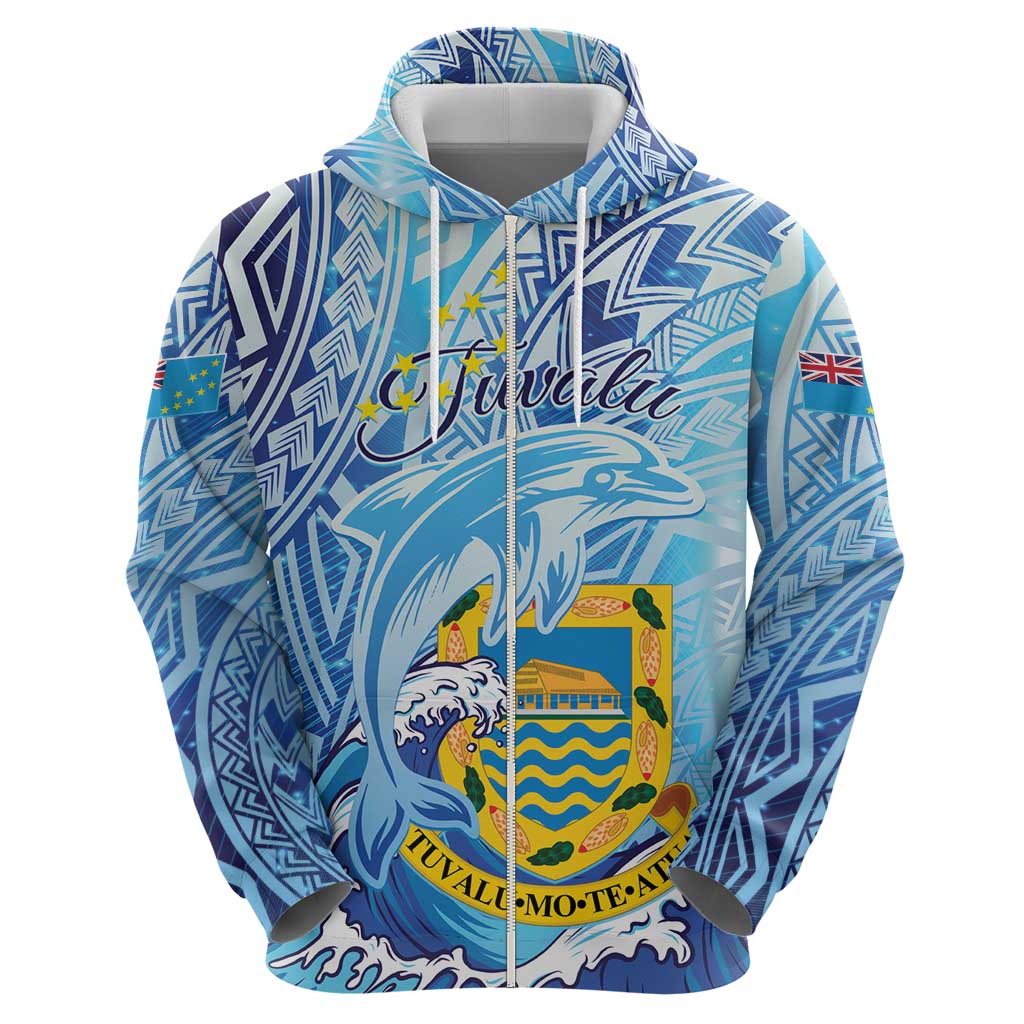 Tuvalu mo te Atua Zip Hoodie Tuvalu Dolphin Polynesian Pattern LT01 - Polynesian Pride
