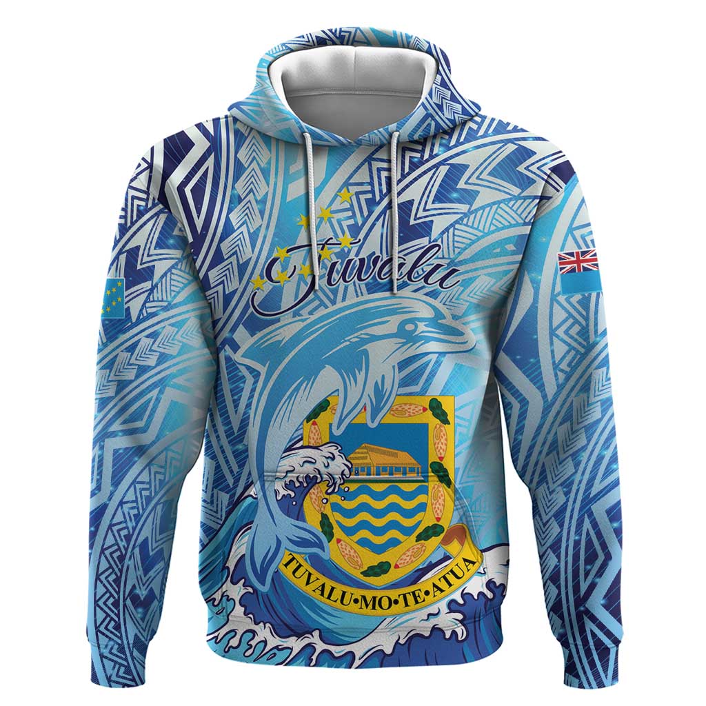 Tuvalu mo te Atua Zip Hoodie Tuvalu Dolphin Polynesian Pattern LT01 Pullover Hoodie Blue - Polynesian Pride