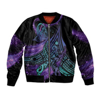 In September We Wear Teal And Purple Bomber Jacket Magic Ribbon Semicolon LT01 Unisex Purple - Polynesian Pride