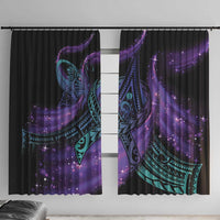 In September We Wear Teal And Purple Window Curtain Magic Ribbon Semicolon LT01 With Hooks Purple - Polynesian Pride