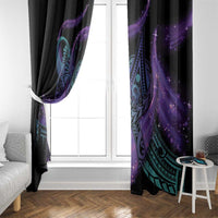 In September We Wear Teal And Purple Window Curtain Magic Ribbon Semicolon LT01 - Polynesian Pride