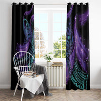 In September We Wear Teal And Purple Window Curtain Magic Ribbon Semicolon LT01 - Polynesian Pride