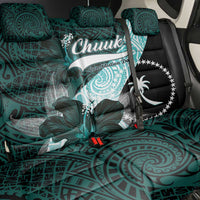 Chuuk Constitution Day Back Car Seat Cover Hibiscus Turquoise Pattern LT01 - Polynesian Pride