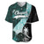 Chuuk Constitution Day Baseball Jersey Hibiscus Turquoise Pattern