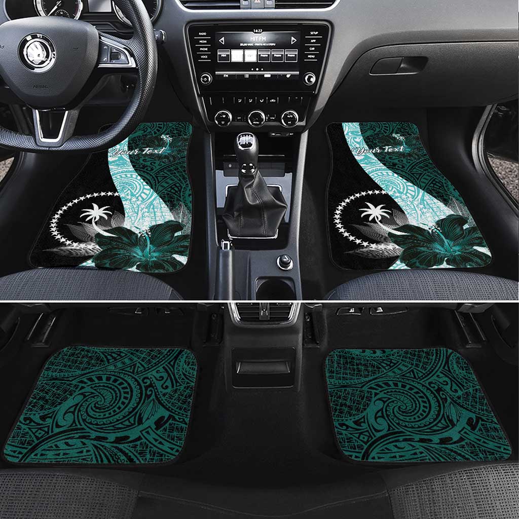 Chuuk Constitution Day Car Mats Hibiscus Turquoise Pattern LT01 Set 4pcs Turquoise - Polynesian Pride