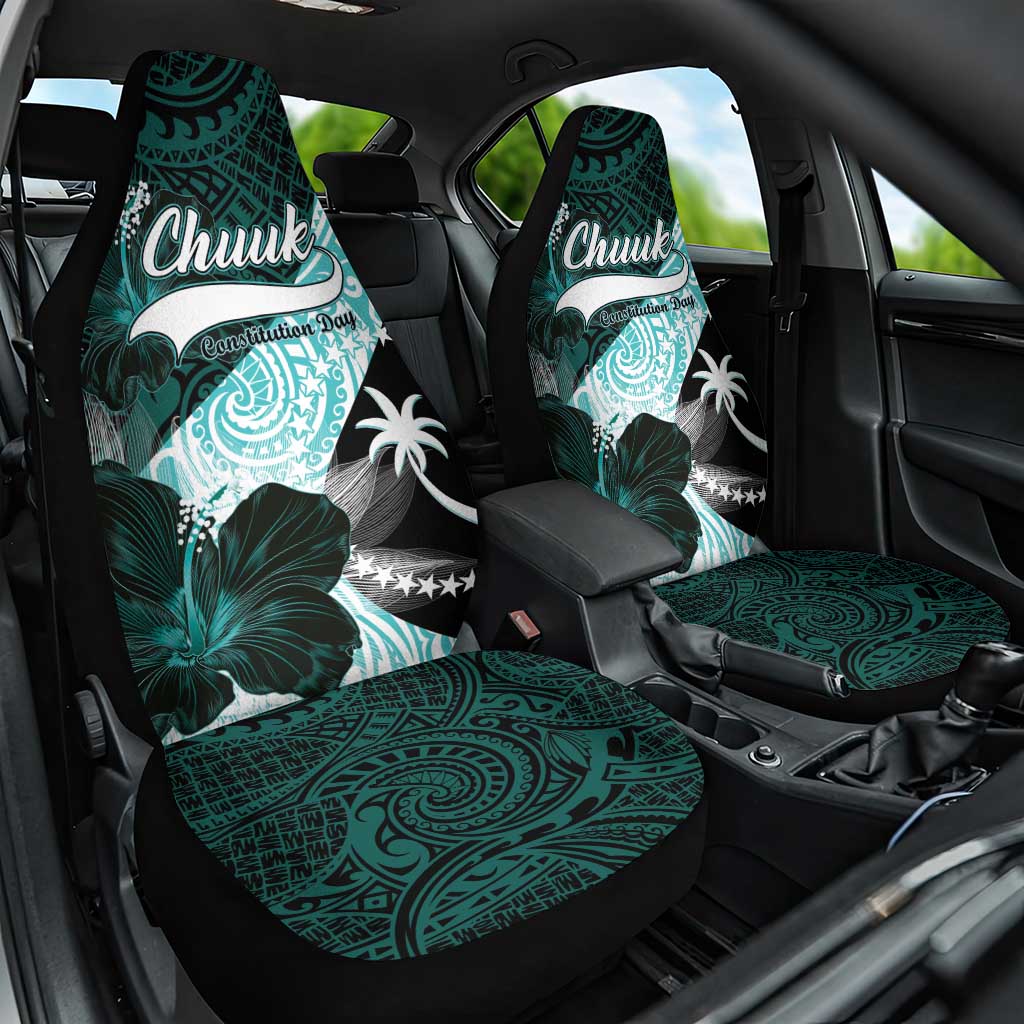 Chuuk Constitution Day Car Seat Cover Hibiscus Turquoise Pattern LT01 One Size Turquoise - Polynesian Pride