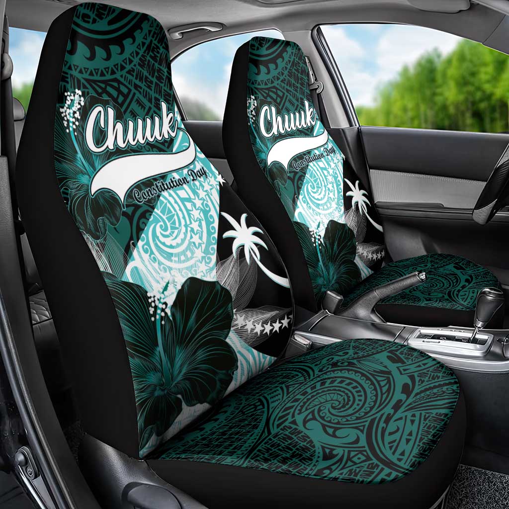 Chuuk Constitution Day Car Seat Cover Hibiscus Turquoise Pattern LT01 - Polynesian Pride