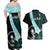 Chuuk Constitution Day Couples Matching Off Shoulder Maxi Dress and Hawaiian Shirt Hibiscus Turquoise Pattern