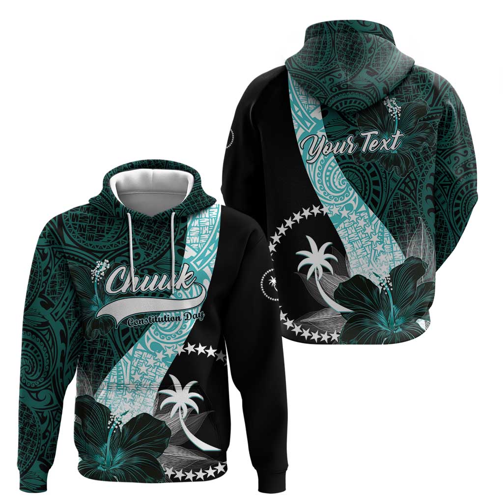 Chuuk Constitution Day Hoodie Hibiscus Turquoise Pattern LT01 - Polynesian Pride
