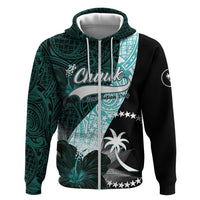 Chuuk Constitution Day Hoodie Hibiscus Turquoise Pattern LT01 Zip Hoodie Turquoise - Polynesian Pride