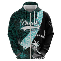 Chuuk Constitution Day Hoodie Hibiscus Turquoise Pattern LT01 - Polynesian Pride