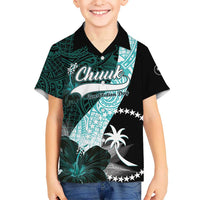 Chuuk Constitution Day Kid Hawaiian Shirt Hibiscus Turquoise Pattern LT01 Kid Turquoise - Polynesian Pride