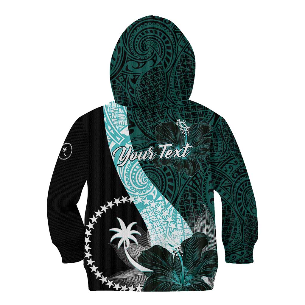 Chuuk Constitution Day Kid Hoodie Hibiscus Turquoise Pattern LT01 - Polynesian Pride
