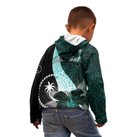 Chuuk Constitution Day Kid Hoodie Hibiscus Turquoise Pattern LT01 - Polynesian Pride