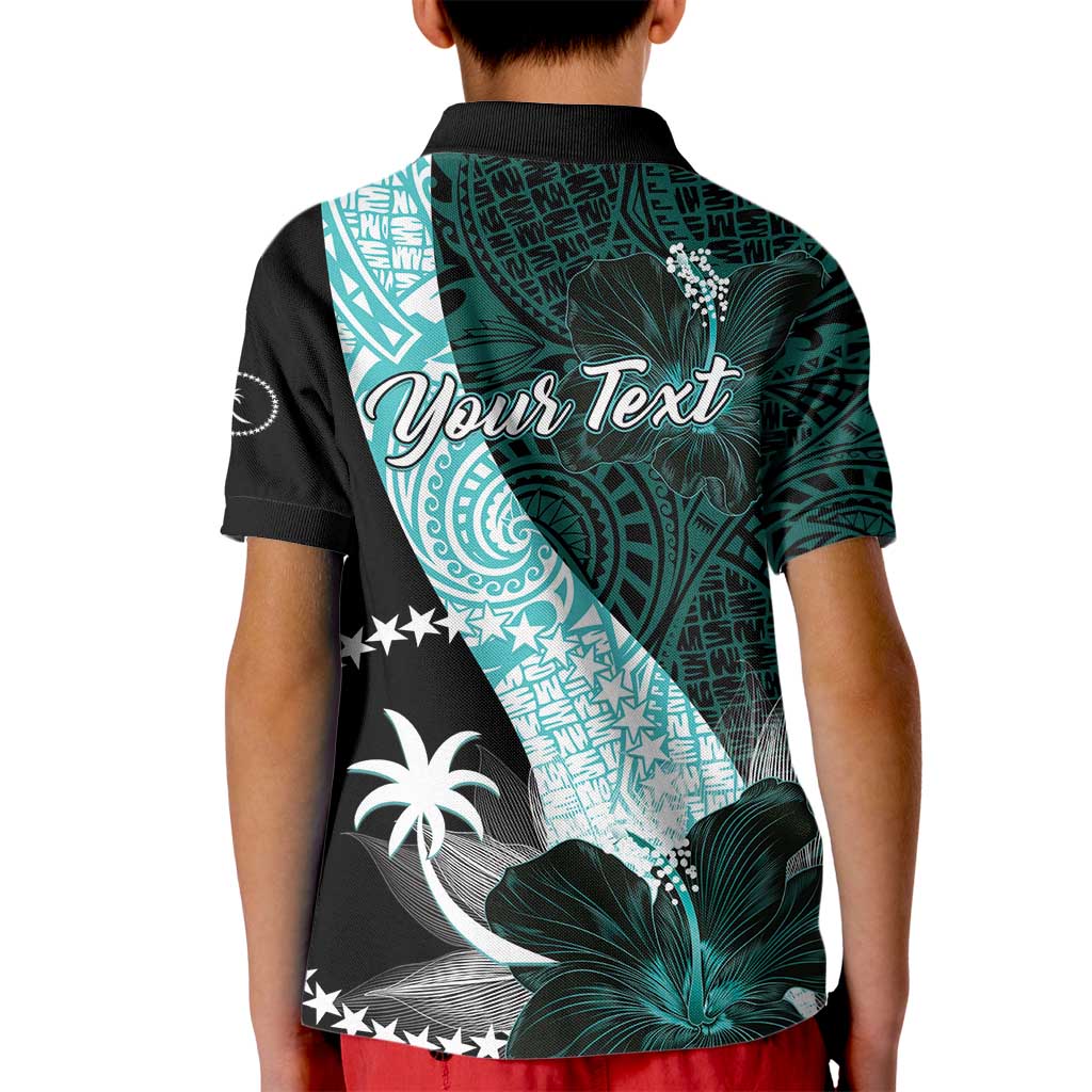 Chuuk Constitution Day Kid Polo Shirt Hibiscus Turquoise Pattern LT01 - Polynesian Pride