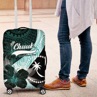 Chuuk Constitution Day Luggage Cover Hibiscus Turquoise Pattern LT01 Turquoise - Polynesian Pride