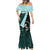 Chuuk Constitution Day Mermaid Dress Hibiscus Turquoise Pattern