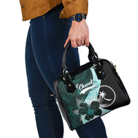 Chuuk Constitution Day Shoulder Handbag Hibiscus Turquoise Pattern LT01 - Polynesian Pride