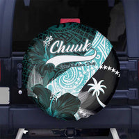 Chuuk Constitution Day Spare Tire Cover Hibiscus Turquoise Pattern LT01 - Polynesian Pride