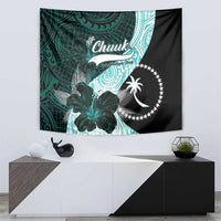 Chuuk Constitution Day Tapestry Hibiscus Turquoise Pattern LT01 - Polynesian Pride
