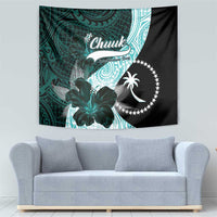 Chuuk Constitution Day Tapestry Hibiscus Turquoise Pattern LT01 - Polynesian Pride
