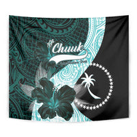 Chuuk Constitution Day Tapestry Hibiscus Turquoise Pattern LT01 - Polynesian Pride