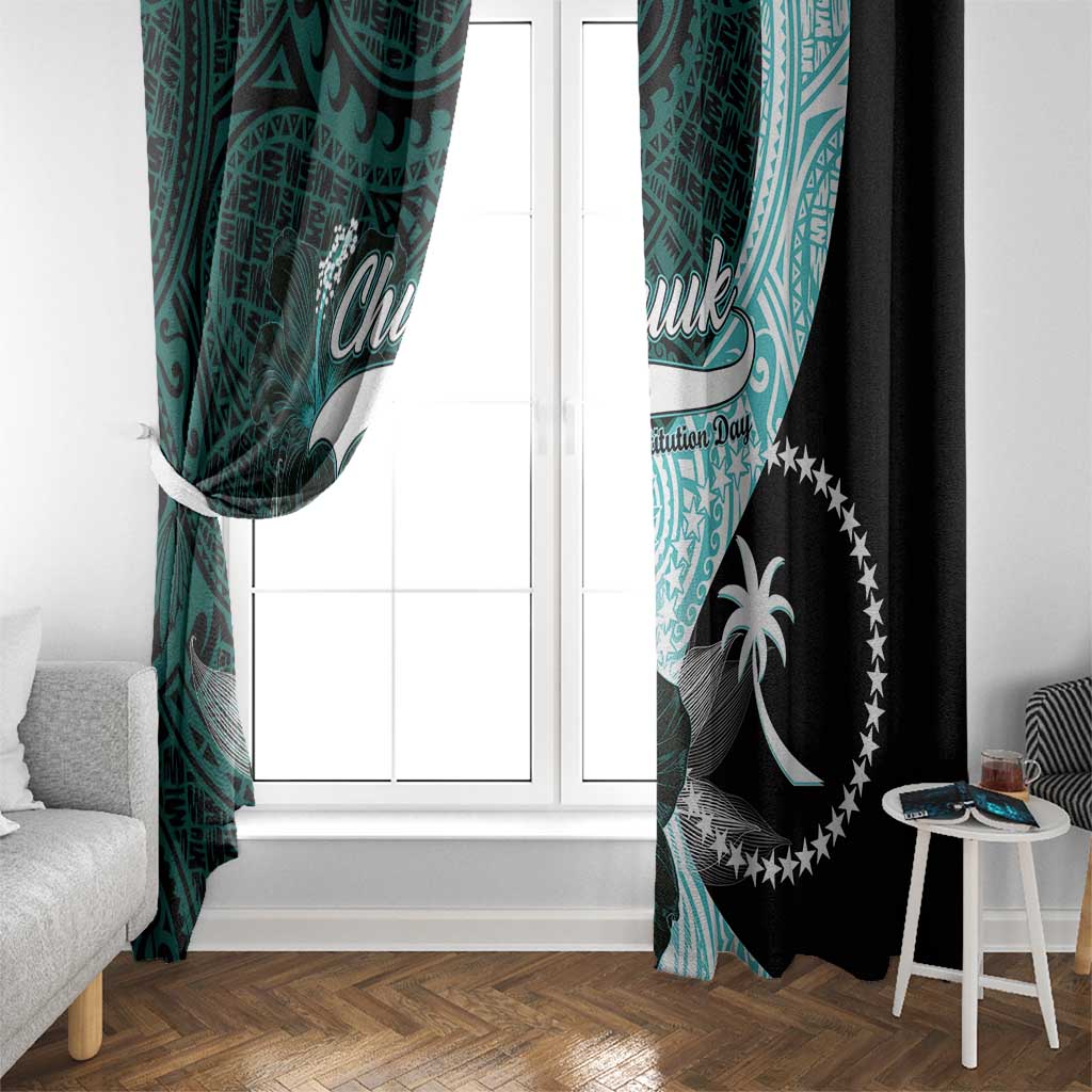 Chuuk Constitution Day Window Curtain Hibiscus Turquoise Pattern LT01 - Polynesian Pride