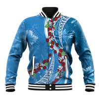 Fiji Tagimaucia Floral Baseball Jacket Tapa Pattern LT01 Unisex Blue - Polynesian Pride
