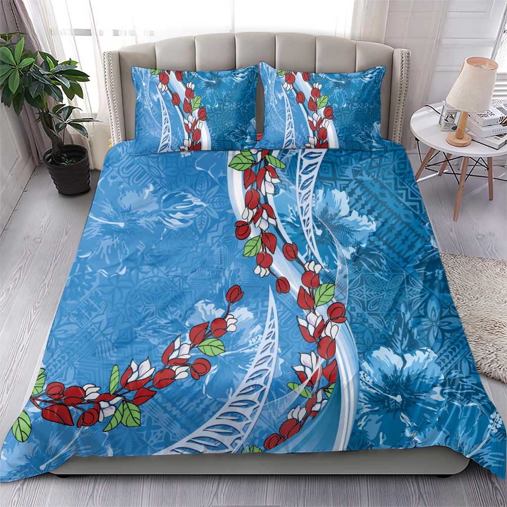 Fiji Tagimaucia Floral Bedding Set Tapa Pattern LT01 - Polynesian Pride