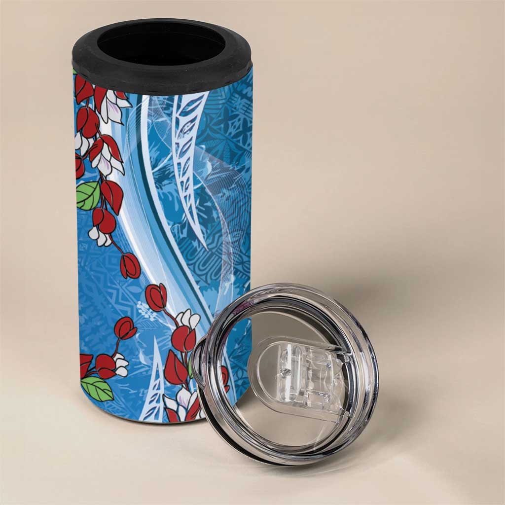 Fiji Tagimaucia Floral 4 in 1 Can Cooler Tumbler Tapa Pattern LT01 - Polynesian Pride