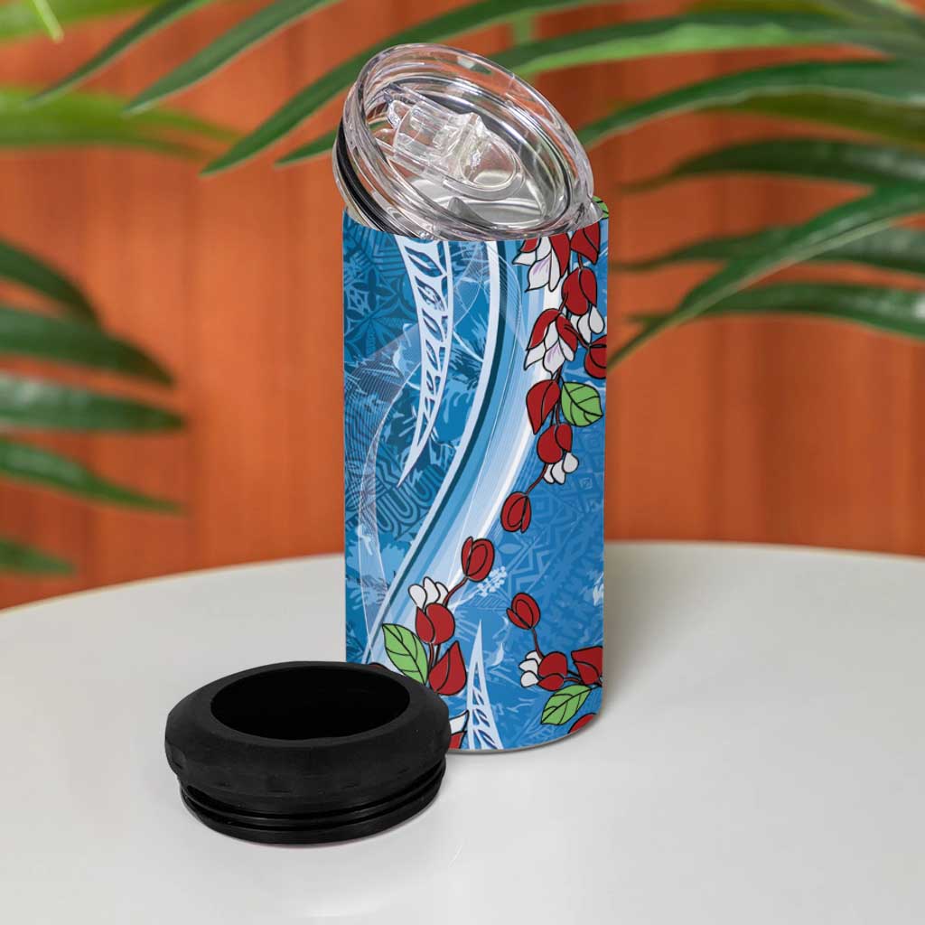 Fiji Tagimaucia Floral 4 in 1 Can Cooler Tumbler Tapa Pattern LT01 - Polynesian Pride