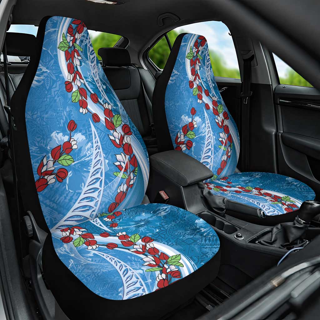 Fiji Tagimaucia Floral Car Seat Cover Tapa Pattern LT01 One Size Blue - Polynesian Pride