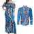 Fiji Tagimaucia Floral Couples Matching Off Shoulder Maxi Dress and Long Sleeve Button Shirt Tapa Pattern