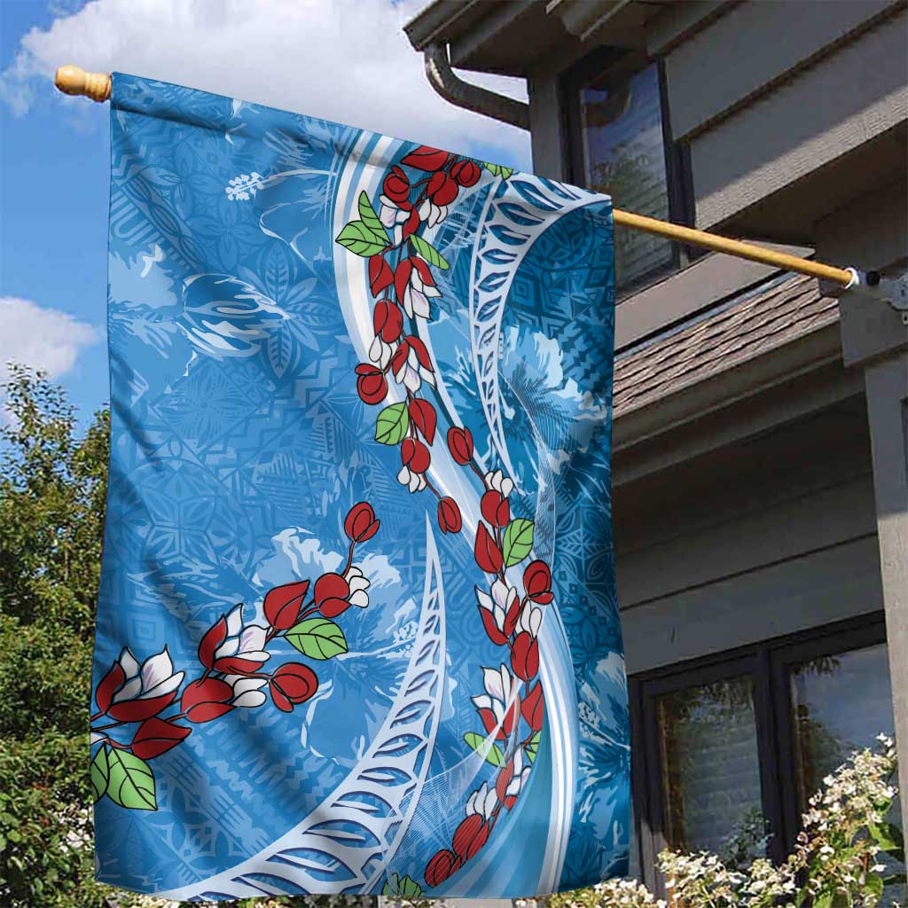 Fiji Tagimaucia Floral Garden Flag Tapa Pattern LT01 - Polynesian Pride