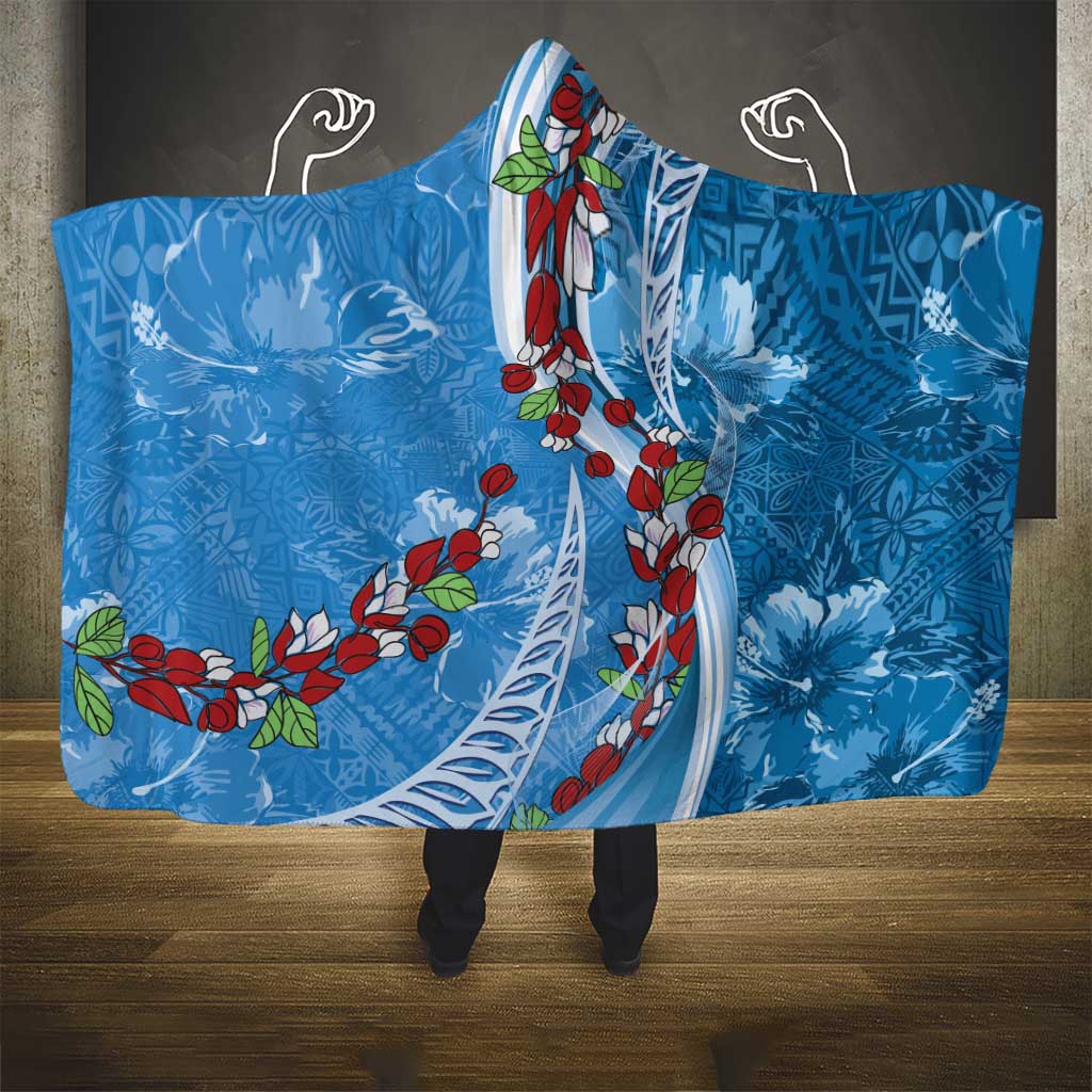 Fiji Tagimaucia Floral Hooded Blanket Tapa Pattern LT01 - Polynesian Pride