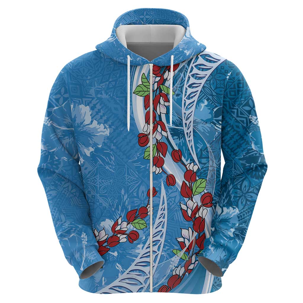 Fiji Tagimaucia Floral Hoodie Tapa Pattern LT01 - Polynesian Pride