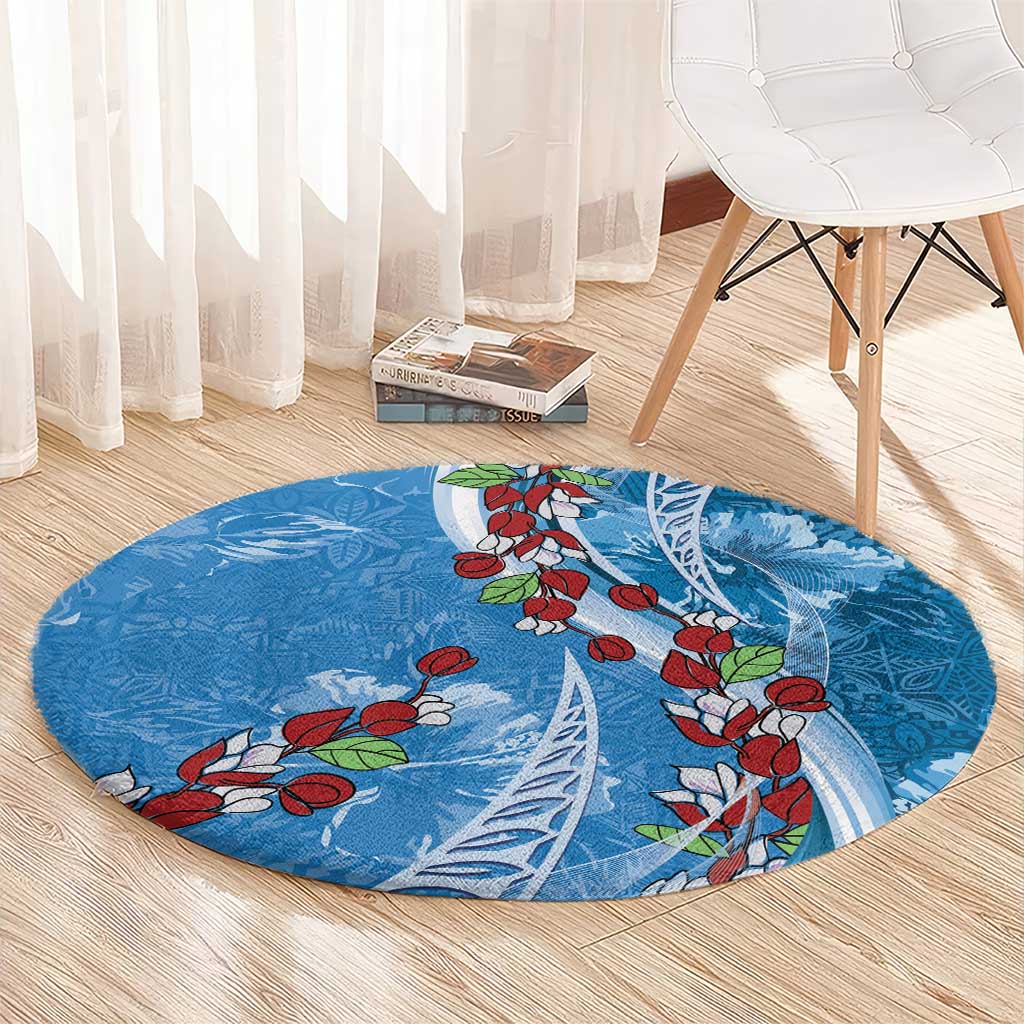 Fiji Tagimaucia Floral Round Carpet Tapa Pattern LT01 - Polynesian Pride