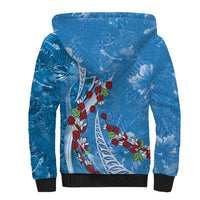 Fiji Tagimaucia Floral Sherpa Hoodie Tapa Pattern LT01 - Polynesian Pride