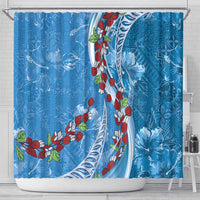 Fiji Tagimaucia Floral Shower Curtain Tapa Pattern LT01 - Polynesian Pride