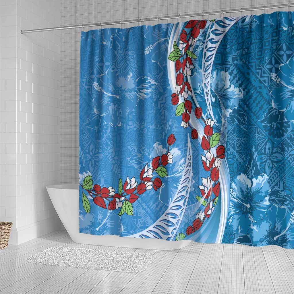 Fiji Tagimaucia Floral Shower Curtain Tapa Pattern LT01 - Polynesian Pride