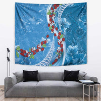 Fiji Tagimaucia Floral Tapestry Tapa Pattern LT01 Blue - Polynesian Pride