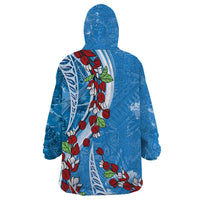 Fiji Tagimaucia Floral Wearable Blanket Hoodie Tapa Pattern LT01 - Polynesian Pride