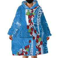 Fiji Tagimaucia Floral Wearable Blanket Hoodie Tapa Pattern LT01 - Polynesian Pride