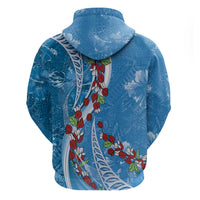 Fiji Tagimaucia Floral Zip Hoodie Tapa Pattern LT01 - Polynesian Pride