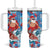 Hawaii Christmas Tumbler With Handle Santa Claus Surfing Kakau Tropical Style