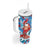 Hawaii Christmas Tumbler With Handle Santa Claus Surfing Kakau Tropical Style