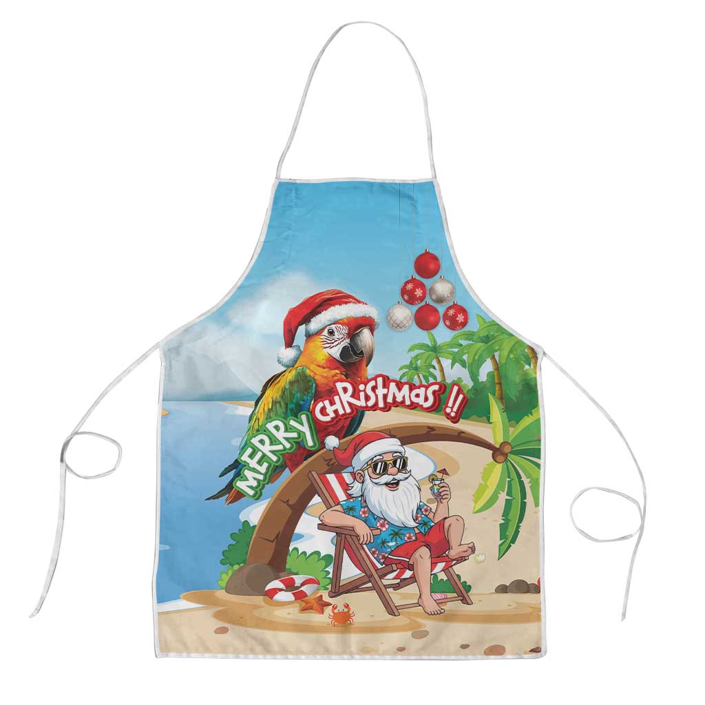 Hawaii Santa Parrot Christmas Apron Summer Vibe LT01 Blue - Polynesian Pride